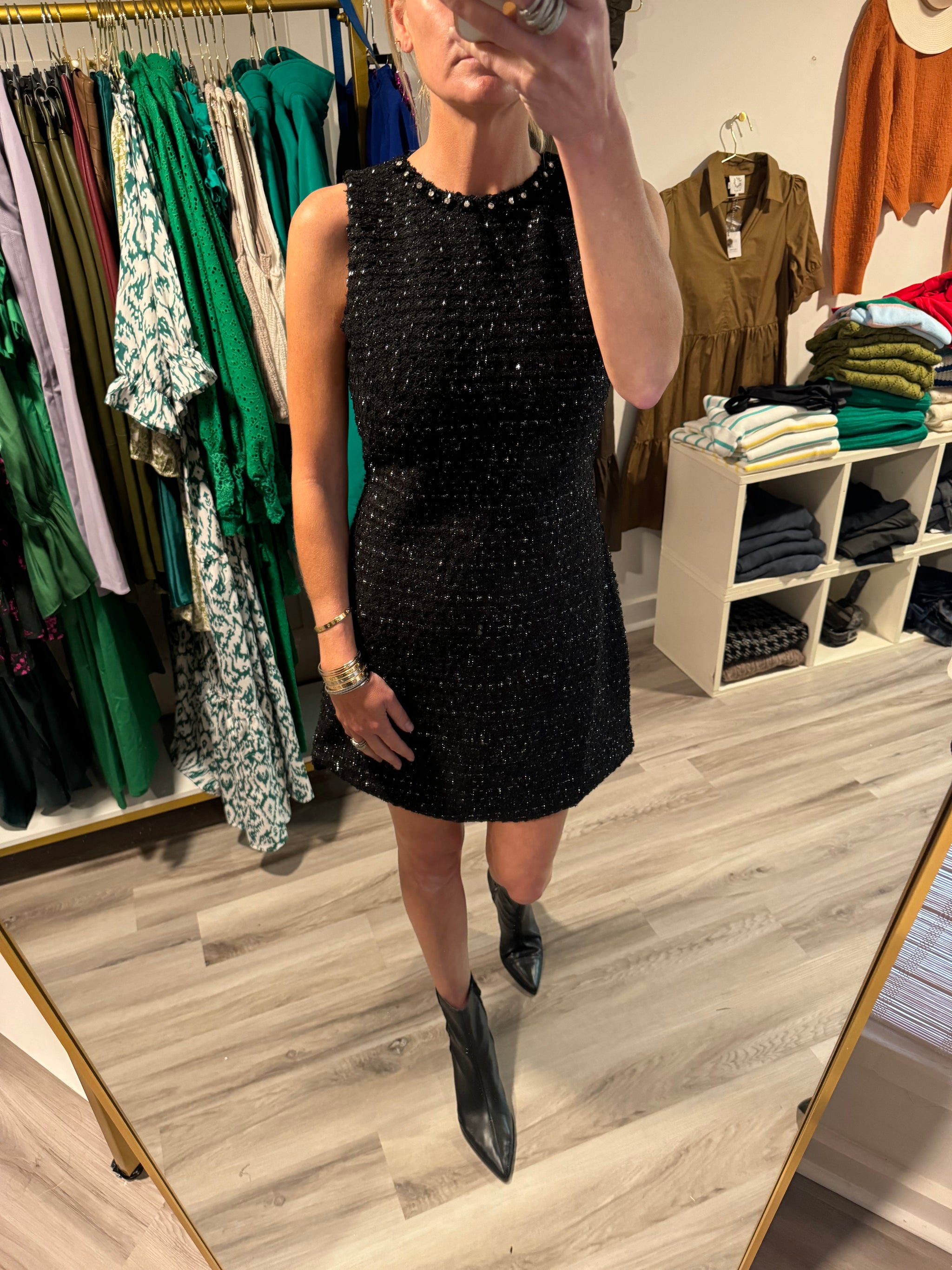 Black Tweed Mini Dress – TRIO