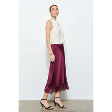 Load image into Gallery viewer, Classic Silky with Lace Hem Midi Skirt
