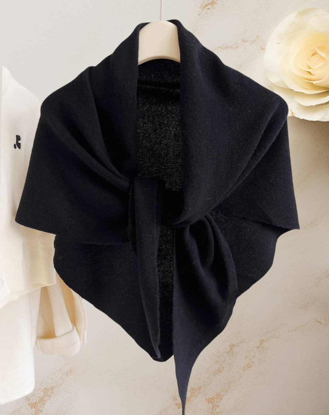 Cashmere-Blend Knit Triangle Scarf