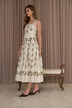 Load image into Gallery viewer, BOTANICAL PRINT SLEEVELESS DROP-WAIST MIDI DRESS
