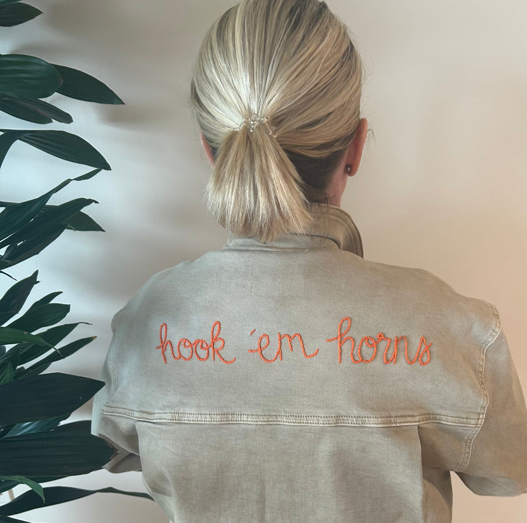 Custom Short Sleeve Khaki Denim Jacket