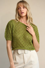 Load image into Gallery viewer, OLIVE GREEN OPEN KNIT SWEATER
