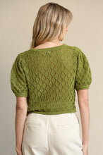 Load image into Gallery viewer, OLIVE GREEN OPEN KNIT SWEATER
