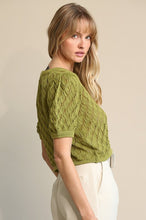 Load image into Gallery viewer, OLIVE GREEN OPEN KNIT SWEATER
