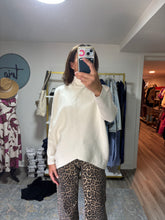Load image into Gallery viewer, Oversized turtleneck knit sweater with front detail
