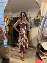 Load image into Gallery viewer, Cream and Pink Floral Print Tiered Dress
