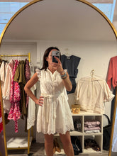 Load image into Gallery viewer, Ivory Tie Waist Mini Dress

