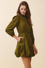 Load image into Gallery viewer, Mandarin Collar Covered Button Placket Mini Dress
