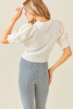 Load image into Gallery viewer, Cream Puff Sleeve Cropped Sweater
