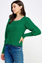 Load image into Gallery viewer, Green Square Neck Ribbed Sweater
