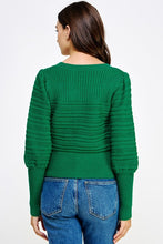 Load image into Gallery viewer, Green Square Neck Ribbed Sweater
