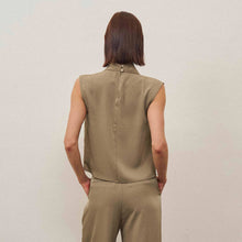 Load image into Gallery viewer, Taupe Sleeveless draped top
