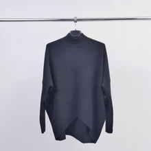 Load image into Gallery viewer, Oversized turtleneck knit sweater with front detail
