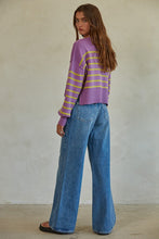 Load image into Gallery viewer, Lavender Stripe Pullover Sweater
