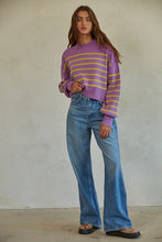 Load image into Gallery viewer, Lavender Stripe Pullover Sweater
