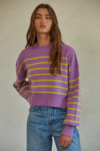 Load image into Gallery viewer, Lavender Stripe Pullover Sweater
