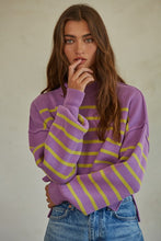Load image into Gallery viewer, Lavender Stripe Pullover Sweater
