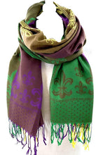 Load image into Gallery viewer, Mardi Gras Fleur De Lis Pashmina Scarf
