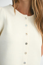 Load image into Gallery viewer, Ivory Puff Sleeve Button Front Sweater
