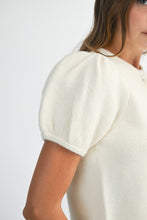 Load image into Gallery viewer, Ivory Puff Sleeve Button Front Sweater
