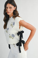 Load image into Gallery viewer, Embroidered Knit Vest with Side Tie
