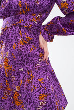 Load image into Gallery viewer, Purple Animal Print Tiered Mini Dress
