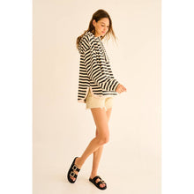 Load image into Gallery viewer, Half-Zip French Terry Stripe Hoodie Pullover
