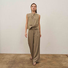 Load image into Gallery viewer, Taupe Sleeveless draped top
