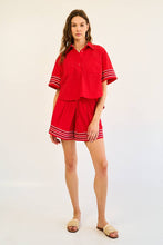Load image into Gallery viewer, Glitter Striped Sleeve Polo Shirt
