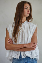 Load image into Gallery viewer, Woven Cotton Eyelet Buttondown Sleeveless Top
