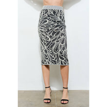 Load image into Gallery viewer, Glitter Detail Abstract Jacquard Knit Skirt
