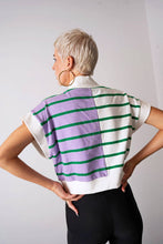 Load image into Gallery viewer, Striped 1/4 Zip Top with cap sleeve
