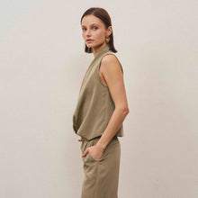 Load image into Gallery viewer, Taupe Sleeveless draped top
