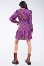 Load image into Gallery viewer, Purple Animal Print Tiered Mini Dress
