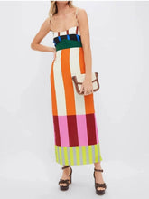 Load image into Gallery viewer, Color block stripes strappy sundress
