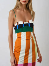 Load image into Gallery viewer, Color block stripes strappy sundress
