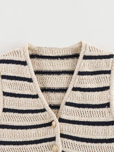 Load image into Gallery viewer, V-neck striped knitted Cardigan vest
