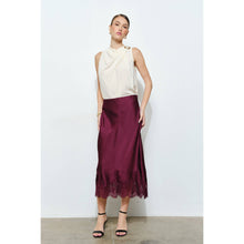 Load image into Gallery viewer, Classic Silky with Lace Hem Midi Skirt

