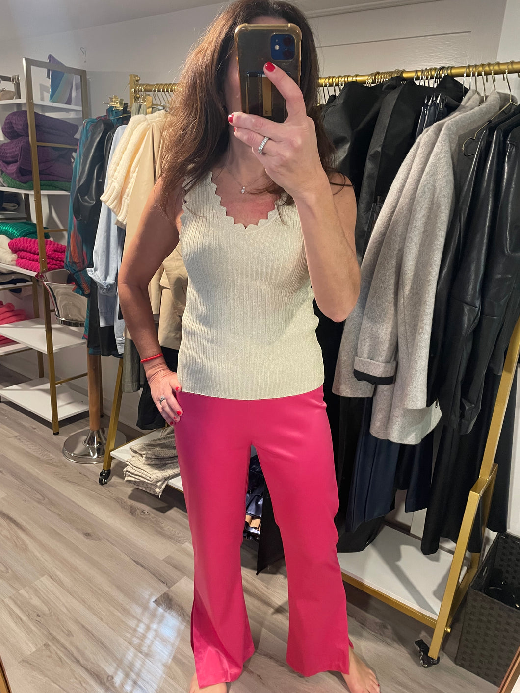 Hot Pink Split Hem Pants