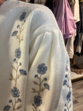 Load image into Gallery viewer, Cream Sweater with Embroidered Details and scalloped hem
