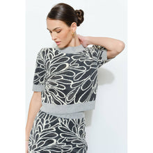Load image into Gallery viewer, Glitter Detail Abstract Jacquard Knit Top
