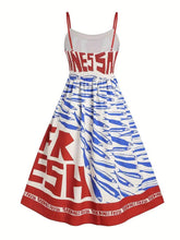 Load image into Gallery viewer, Sardine print smocked sundress seaside ocean strap dress
