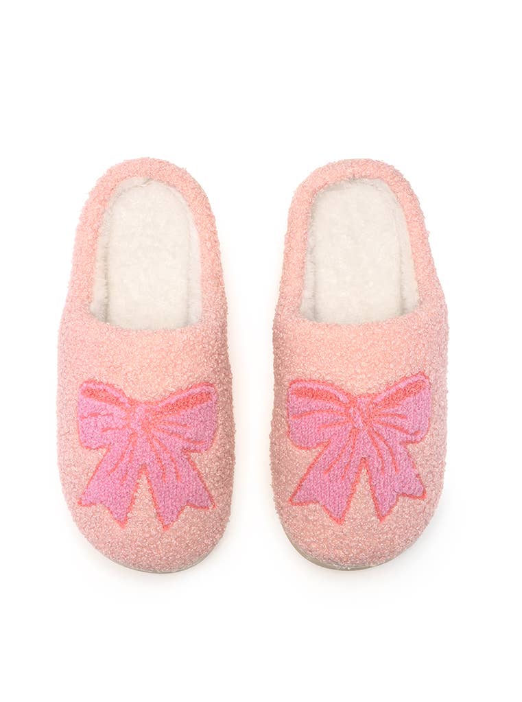Pink Bow Slippers-Adult