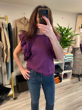 Load image into Gallery viewer, Purple Knit Top with Puff Sleeves
