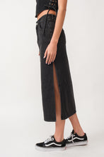 Load image into Gallery viewer, Black Denim Midi Skirt with Side Slit
