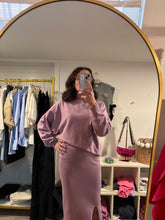 Load image into Gallery viewer, Lavender Asymmetrical Top with Knit Skirt Set
