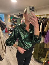 Load image into Gallery viewer, Green Metallic Blouse
