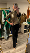 Load image into Gallery viewer, Gold Metallic Mock Neck Sweater
