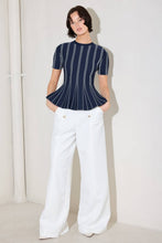 Load image into Gallery viewer, Jacquard sweater top - NAVY WHITE
