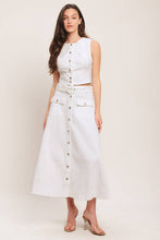 Load image into Gallery viewer, White woven midi skirt
